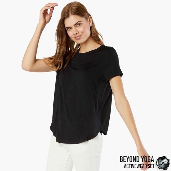 BEYOND YOGA SPACEDYE SET: ON THE DOWN LOW TEE + MIDI LEGGINGS IN DARKEST NIGHT M - Picture 4 of 15